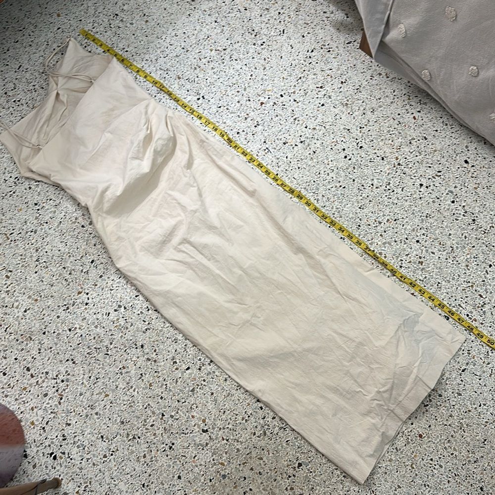 Zara ivory cream midi side zip drape front dress small s adjustable straps - Picture 4 of 4